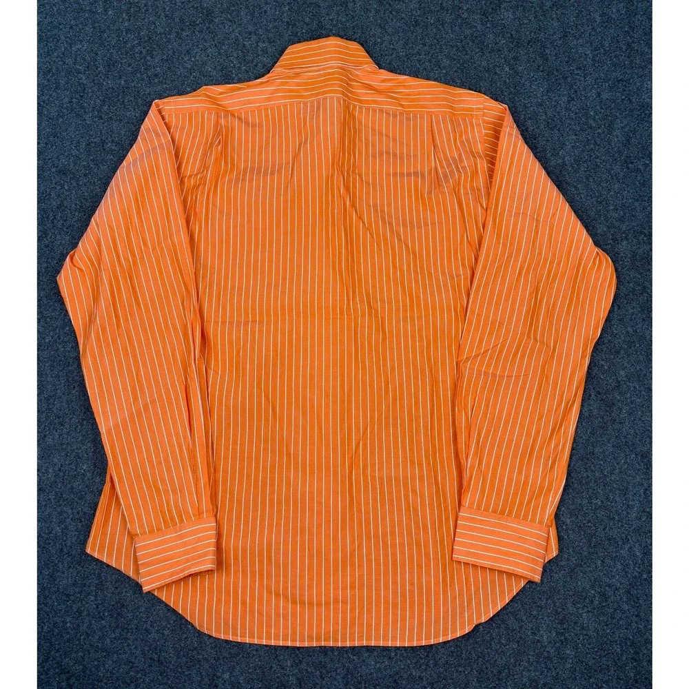 Polo Ralph Lauren Regent Classic Fit Shirt Orange White Stripe Mens 16 36/37